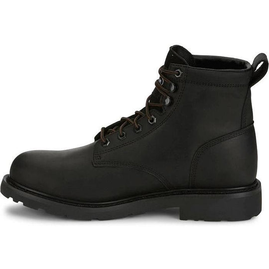 Justin Men's Dayworker 6" Waterproof Slip Resistant Lace Up Work Shoe - Onyx Black - SE637 - Overlook Boots