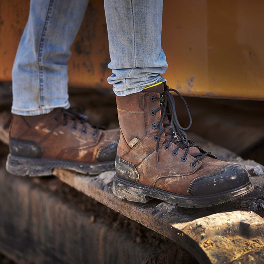 Terra Men's Patton 8" Alloy Toe Waterproof Met Guard Work Boot- Brown- 839KDB - Overlook Boots