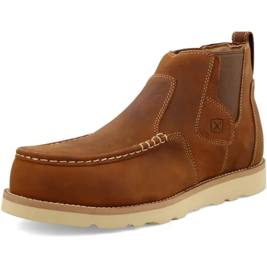 Twisted X Men's 4" Nano Composite Toe Chelsea Wedge Sole Work Boot - Brown - MCAN001 - Overlook Boots