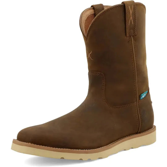 Twisted X Men's Iconic 10" Square Toe Waterproof Pull On Wedge Sole Work Boot - Brown - MCBW001 - Overlook Boots