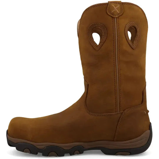 Twisted X Men's 11" Nano Toe Waterproof Pull On Hiker Work Boot - Distressed Saddle - MHKBNW1 - Overlook Boots