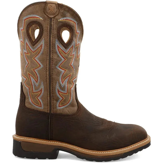 Twisted X Men's 12" Alloy Toe Slip Resistant Western Work Boot - Taupe & Bomber - MLCA001 7 / Medium / Brown - Overlook Boots