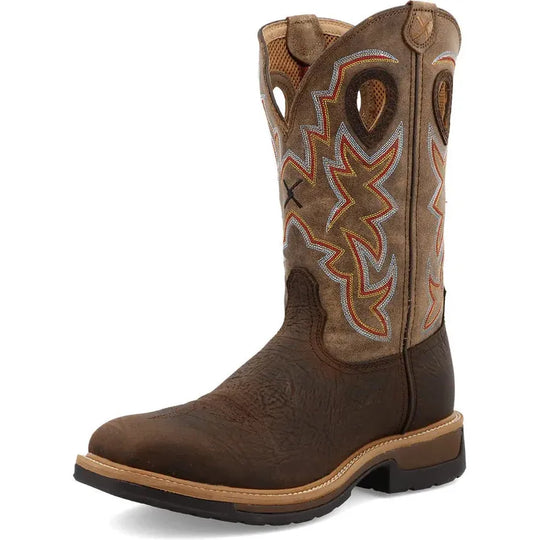 Twisted X Men's 12" Alloy Toe Slip Resistant Western Work Boot - Taupe & Bomber - MLCA001 - Overlook Boots
