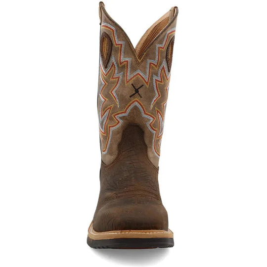 Twisted X Men's 12" Alloy Toe Slip Resistant Western Work Boot - Taupe & Bomber - MLCA001 - Overlook Boots
