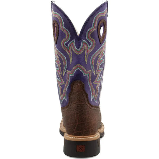 Twisted X Men's Lite 12" Alloy Toe Slip Resistant Western Work Boot - Brown & Purple - MLCA006 - Overlook Boots
