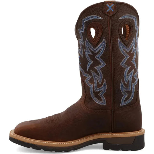 Twisted X Men's Lite 12" Steel Toe Moisture Wicking Western Work Boot - Brown Pebble - MLCS003 - Overlook Boots