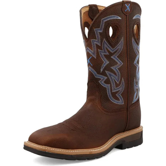Twisted X Men's Lite 12" Steel Toe Moisture Wicking Western Work Boot - Brown Pebble - MLCS003 - Overlook Boots