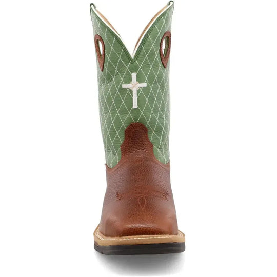 Twisted X Men's Lite 12" Steel Toe Met Guard Western Work Boot - Cognac Glazed Pebble & Lime - MLCSM01 - Overlook Boots