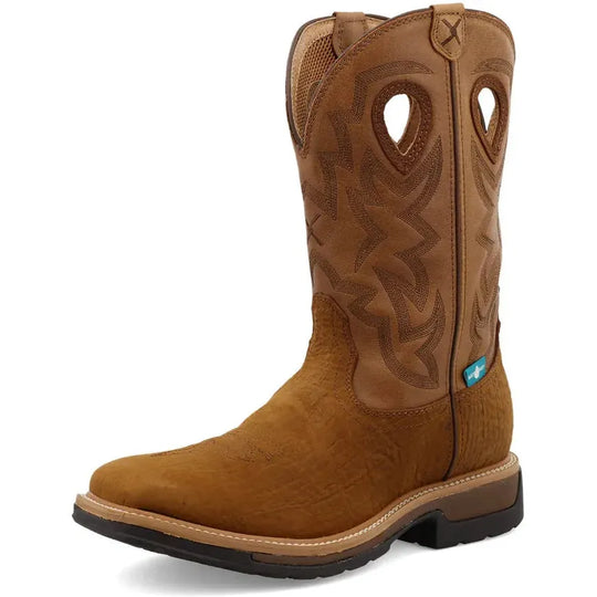 Twisted X Men's Lite 12" Composite Toe Waterproof Western Work Boot - Dark Brown & Tan - MLCCW05 - Overlook Boots