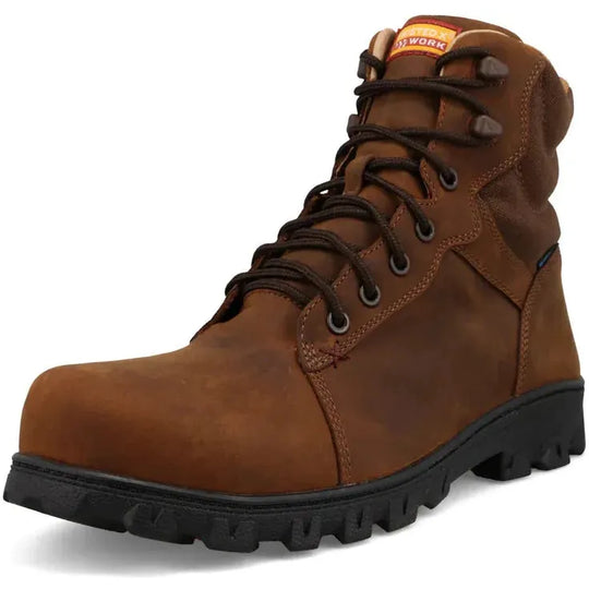 Twisted X Men's Classic 6" Nano Toe Lace Up Work Boot - Rustic Brown - MODNW01 7 / Medium / Brown - Overlook Boots