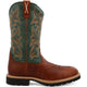 Twisted X Men's 12" Steel Toe Moisture Wicking Western Work Boot - Cognac Glazed Pebble & Dark Green - MSC0005 7 / Medium / Brown - Overlook Boots