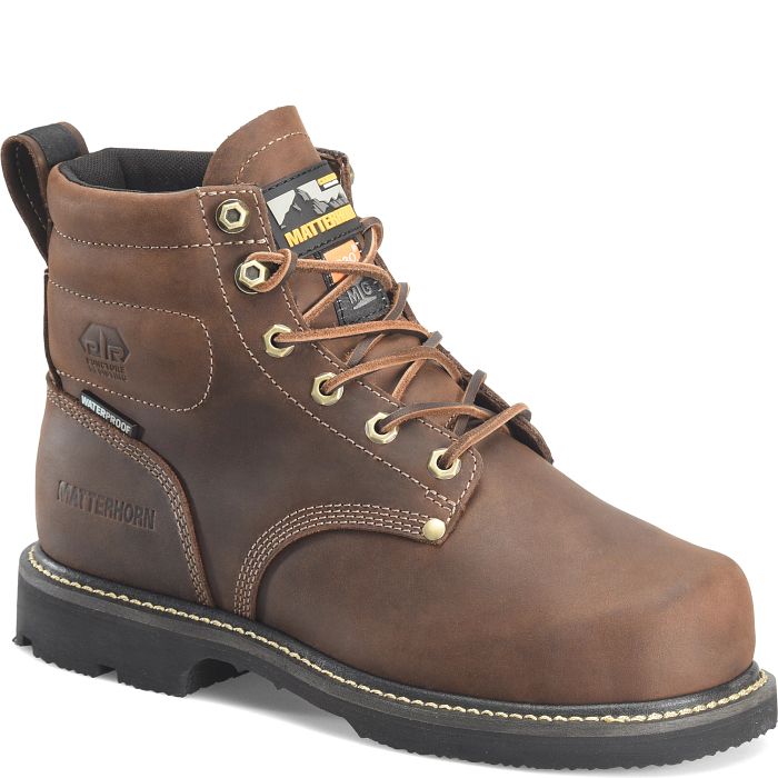 Matterhorn Men's D30 6" Steel Toe Waterproof Metguard Work Boot -Brown- MT2520 - Overlook Boots