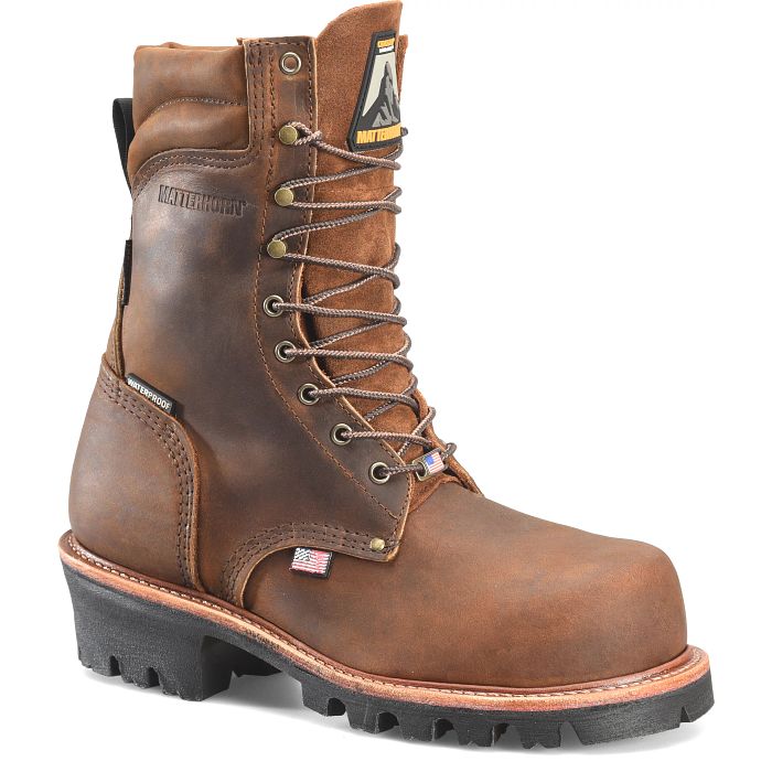 Matterhorn Men's Super Collar 9" Composite Toe USA Made Logger Boot - Dark Brown - MT2580 8 / Medium / Dark Brown - Overlook Boots