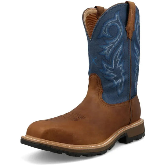 Twisted X Men's UltraLite X™ 11" Composite Toe Waterproof Slip Resistant Western Work Boot - Rustic Brown & Niagara - MUNW001 - Overlook Boots