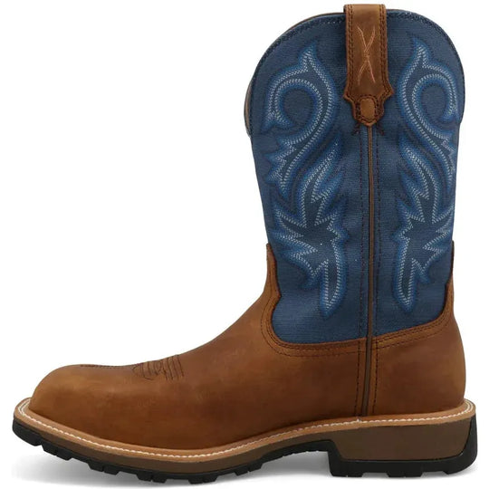 Twisted X Men's UltraLite X™ 11" Composite Toe Waterproof Slip Resistant Western Work Boot - Rustic Brown & Niagara - MUNW001 - Overlook Boots