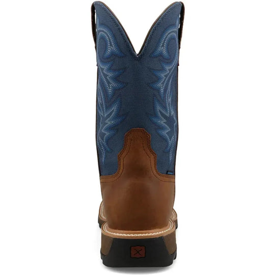 Twisted X Men's UltraLite X™ 11" Composite Toe Waterproof Slip Resistant Western Work Boot - Rustic Brown & Niagara - MUNW001 - Overlook Boots