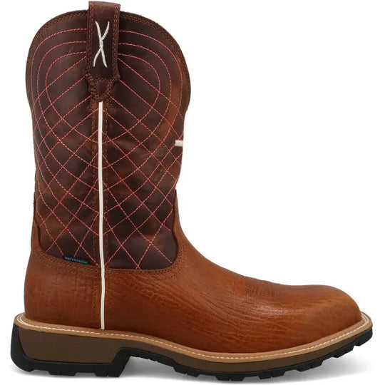 Twisted X Men's UltraLite X™ 11" Composite Toe Waterproof Slip Resistant Western Work Boot - Umber & Baked Clay - MUNW002 7 / Medium / Brown - Overlook Boots