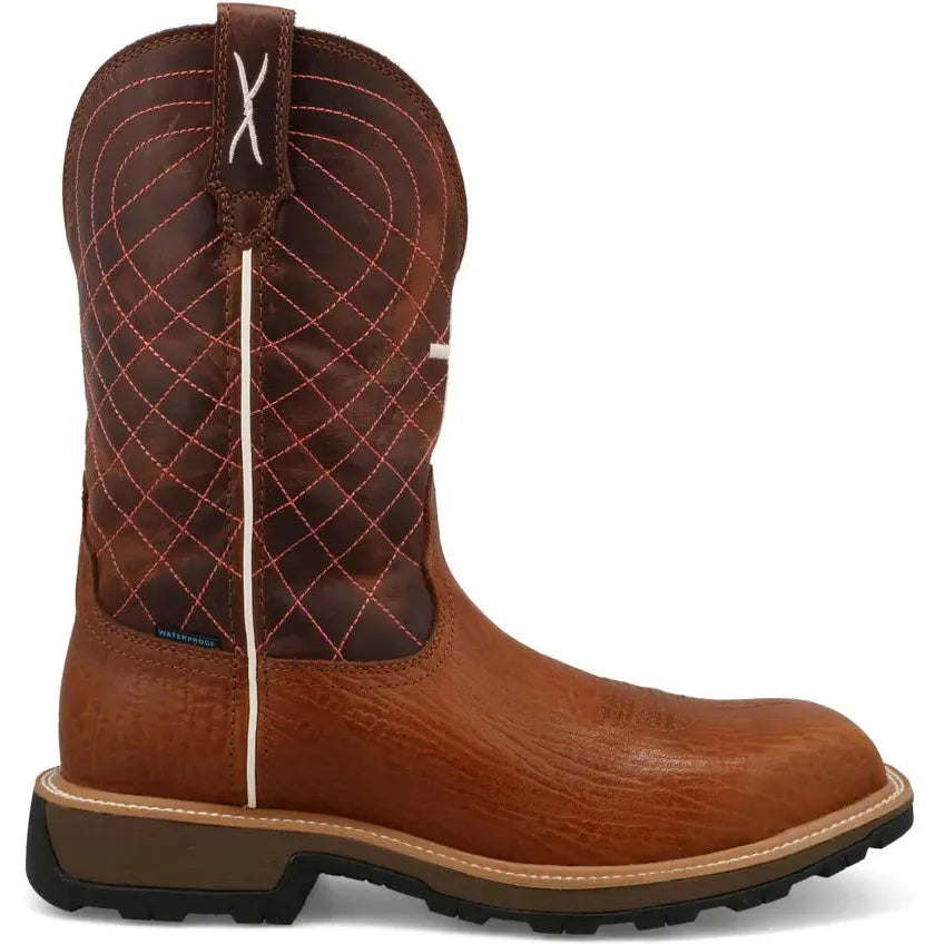 Twisted X Men's UltraLite X™ 11" Composite Toe Waterproof Slip Resistant Western Work Boot - Umber & Baked Clay - MUNW002 7 / Medium / Brown - Overlook Boots
