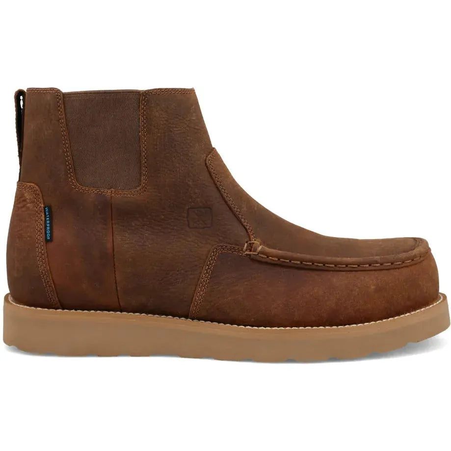 Twisted X Men's BarnShield 6" Composite Toe Waterproof Chelsea Wedge Sole Work Boot - Rawhide - MWWNW01 7 / Medium / Brown - Overlook Boots
