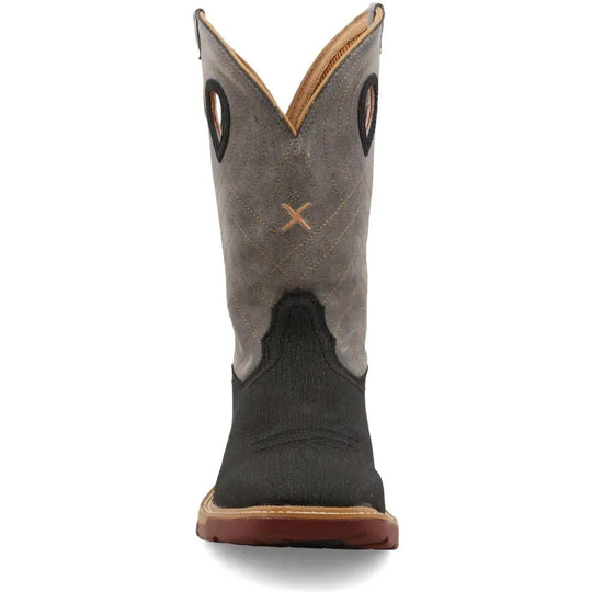 Twisted X Men's CellStretch 12" Square Toe Pull On Western Work Boot - Charcoal & Grey - MXB0002 - Overlook Boots
