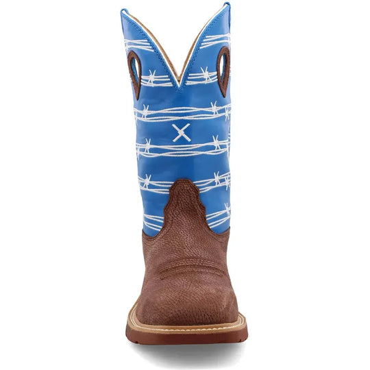 Twisted X Men's CellStretch 12" Alloy Toe Western Work Boot - Burgundy & Sky Blue - MXBA001 - Overlook Boots
