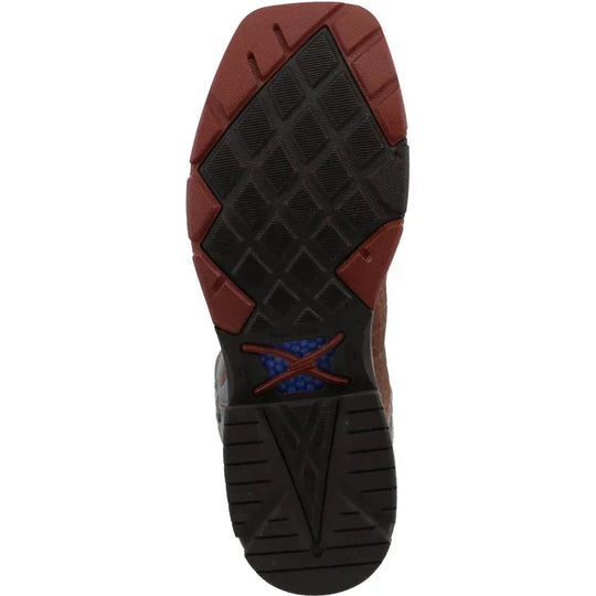 Twisted X Men's CellStretch 12" Alloy Toe Pull On Western Work Boot - Distressed Saddle & Peacock - MXBA005 - Overlook Boots
