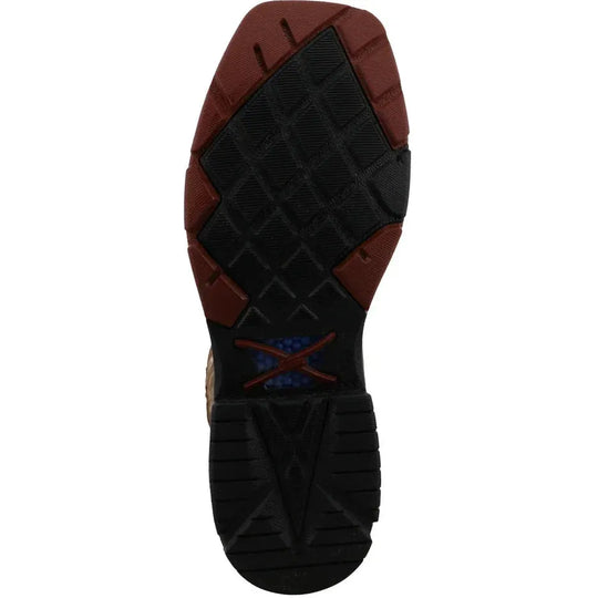 Twisted X Men's CellStretch 12" Alloy Toe Waterproof Pull On Western Work Boot - Rustic Brown & Lion Tan - MXBAW05 - Overlook Boots