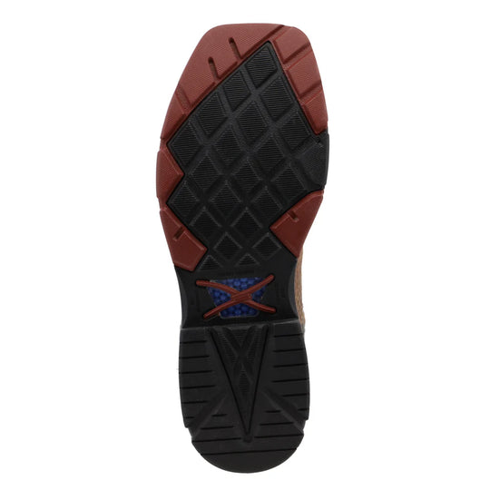 Twisted X Men's CellStretch 12" Square Toe Pull On Western Work Boot - Brown & Grey - MXBN005 - Overlook Boots