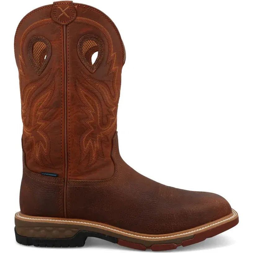 Twisted X Men's 12" Comp Toe Waterproof Western Work Boot - Rust - MXBNW10 7 / Medium / Brown - Overlook Boots