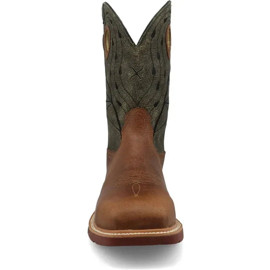 Twisted X Men's 12" Composite Toe Waterproof Pull On Western Work Boot - Lion & Dark Olive - MXBNW11 - Overlook Boots