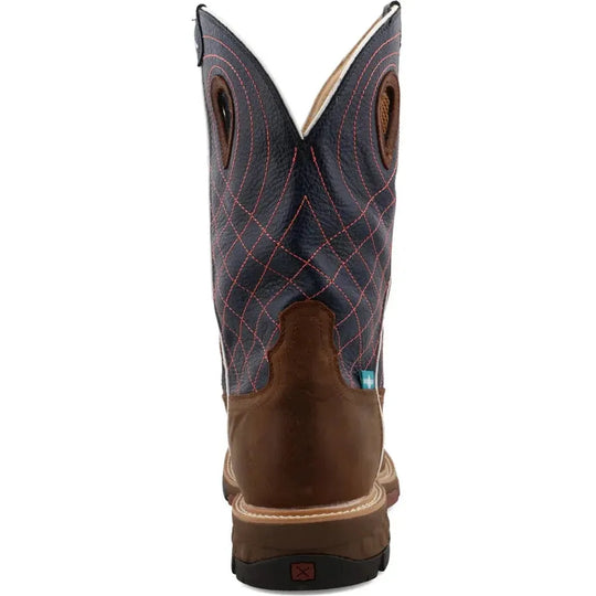 Twisted X Men's CellStretch 12" Composite Toe Waterproof Western Work Boot - Mocha & Navy - MXBW001 - Overlook Boots