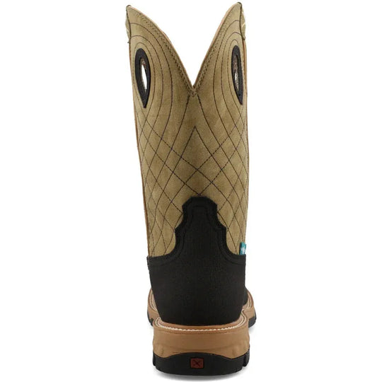 Twisted X Men's CellStretch 12" Composite Toe Pull On Western Work Boot - Charcoal & Kiwi - MXBW007 - Overlook Boots