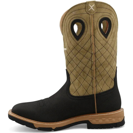 Twisted X Men's CellStretch 12" Composite Toe Pull On Western Work Boot - Charcoal & Kiwi - MXBW007 - Overlook Boots