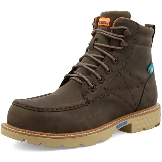 Twisted X Men's CellStretch 6" Composite Toe Waterproof Laces Work Boot - Shitake - MXCNW06 - Overlook Boots