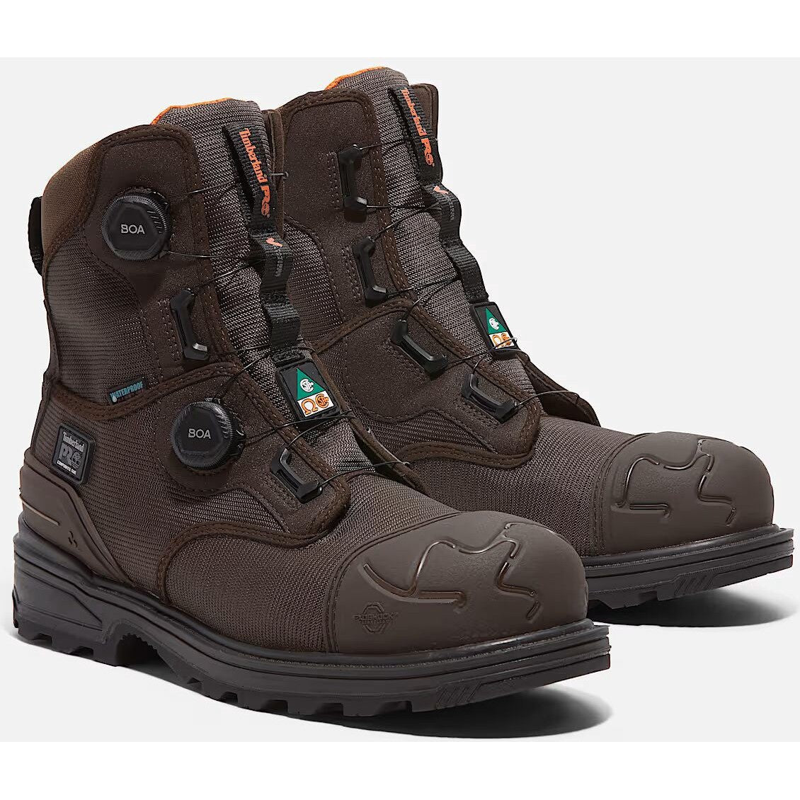 Timberland Pro Men's BOA Magnitude 8" Composite Toe Waterproof Work Boot - Dark Brown - TB0A66MKELE - Overlook Boots