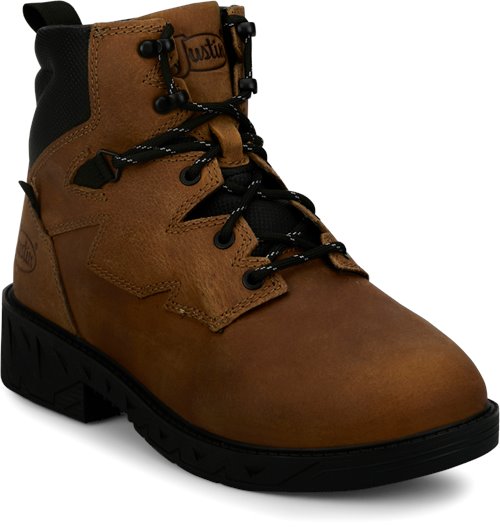 Justin Men's Gritland 6" Soft Toe Waterproof Work Boot - Brown - PD644 - Overlook Boots