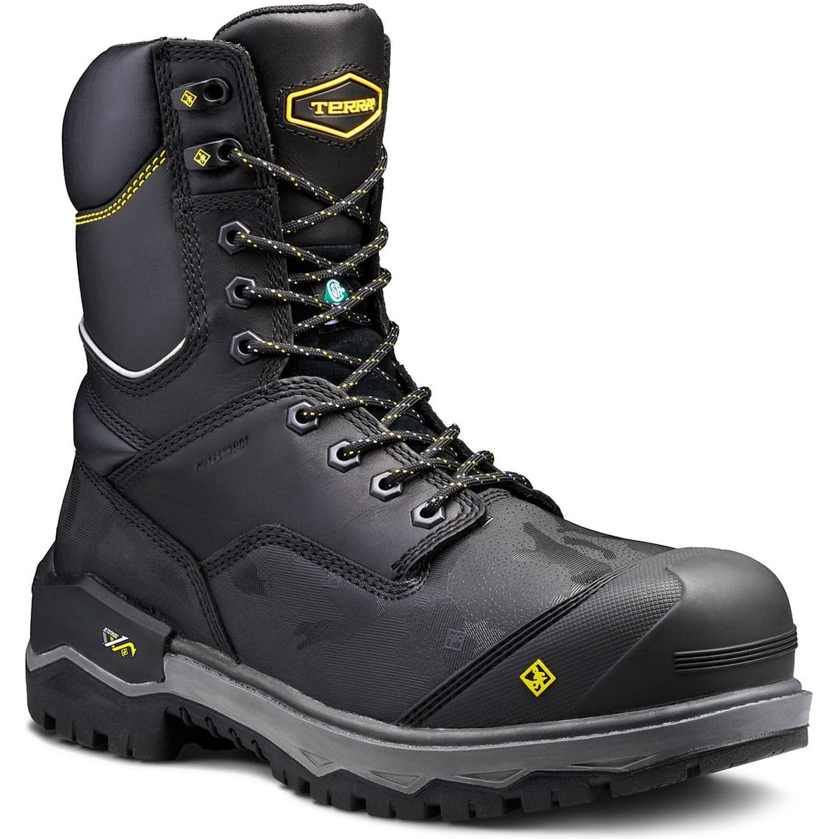 Terra Men's Gantry 8" Nano Composite Toe Waterproof Safety Work Boot - Black - 4NRQBK 7 / Medium / Black - Overlook Boots