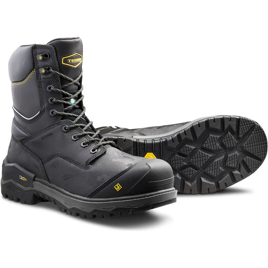 Terra Men's Gantry 8" Nano Composite Toe Waterproof Safety Work Boot - Black - 4NRQBK - Overlook Boots