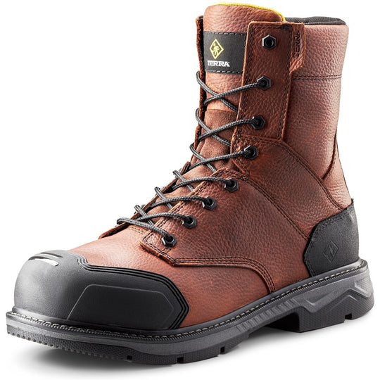 Terra Men's Patton 8" Alloy Toe Waterproof Safety Work Boot -Brown- 4NS5BN - Overlook Boots