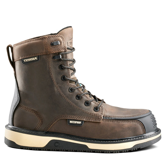 Terra Men's Ironstone 8" Composite Toe Waterproof Safety Work Boot - Brown - 839FDB 7 / Wide / Brown - Overlook Boots