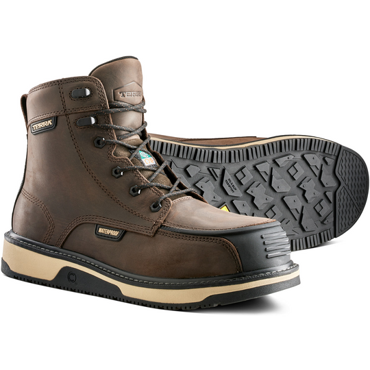 Terra Men's Ironstone 6" Composite Toe Waterproof Safety Work Boot- Brown- 839GDB - Overlook Boots