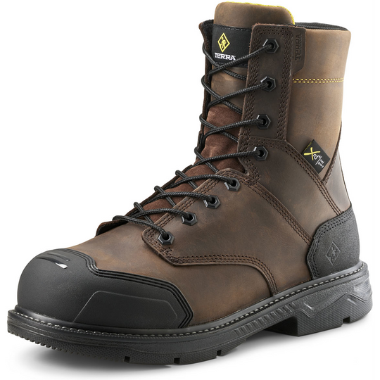 Terra Men's Patton 8" Alloy Toe Waterproof Met Guard Work Boot- Brown- 839KDB - Overlook Boots