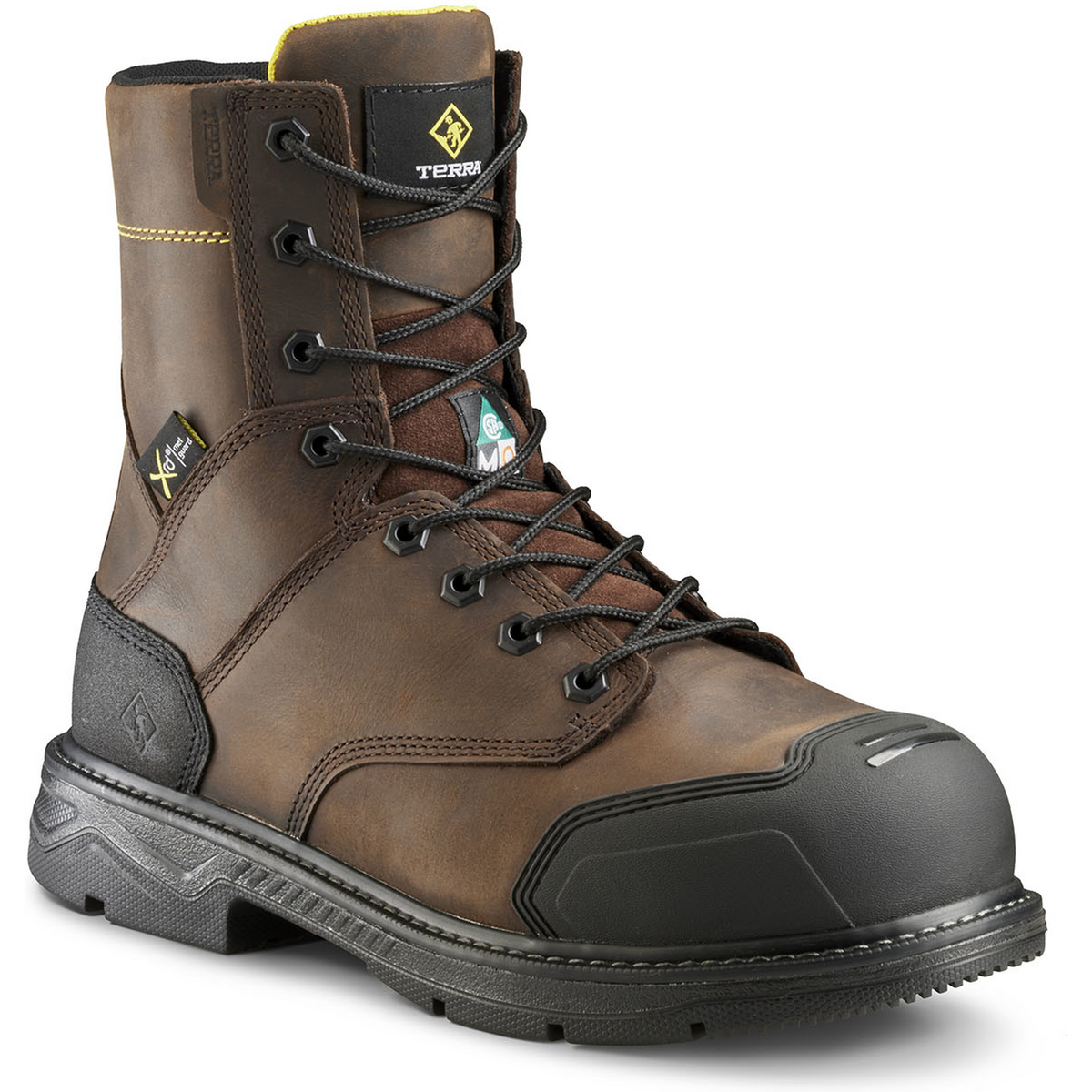 Terra Men's Patton 8" Alloy Toe Waterproof Met Guard Work Boot- Brown- 839KDB - Overlook Boots