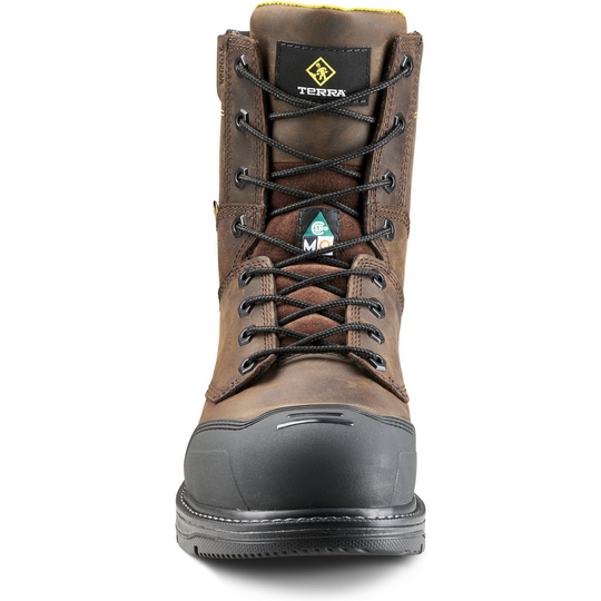 Terra Men's Patton 8" Alloy Toe Waterproof Met Guard Work Boot- Brown- 839KDB - Overlook Boots
