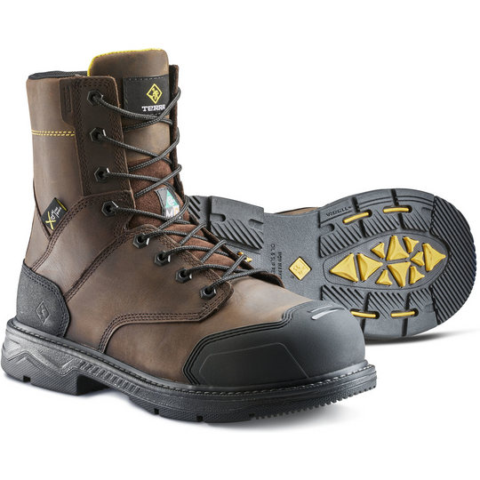 Terra Men's Patton 8" Alloy Toe Waterproof Met Guard Work Boot- Brown- 839KDB 3 / Wide / Brown - Overlook Boots