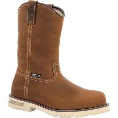 Rocky Men's Grindstone XTR 11" Soft Toe WP Pull On Work Boot - Horse - RKK0491 7 / Medium / Brown - Overlook Boots