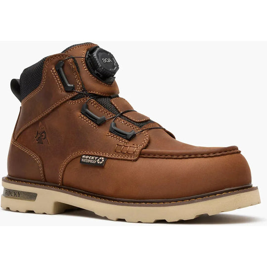 Rocky Men's Grindstone XTR 6" Composite Toe Waterproof BOA Work Boot - Brown - RKK0521 7 / Medium / Brown - Overlook Boots
