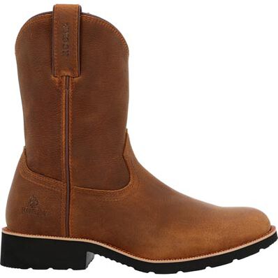 Rocky Men's Monocrepe 9" Round Toe Pull On Western Work Boot - Brown - RKW0461 - Overlook Boots