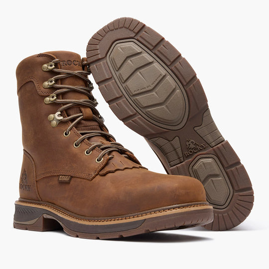 Rocky Men's Ride LTE 8" Waterproof Western Work Boot - Brown - RKW0479 - Overlook Boots
