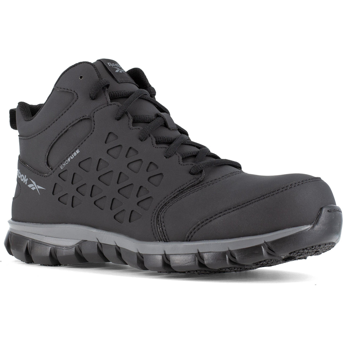 Reebok Men's Sublite Cushion Comp Toe Mid Cut Athletic Work Shoe - Black - RB4060 4 / Medium / Black - Overlook Boots